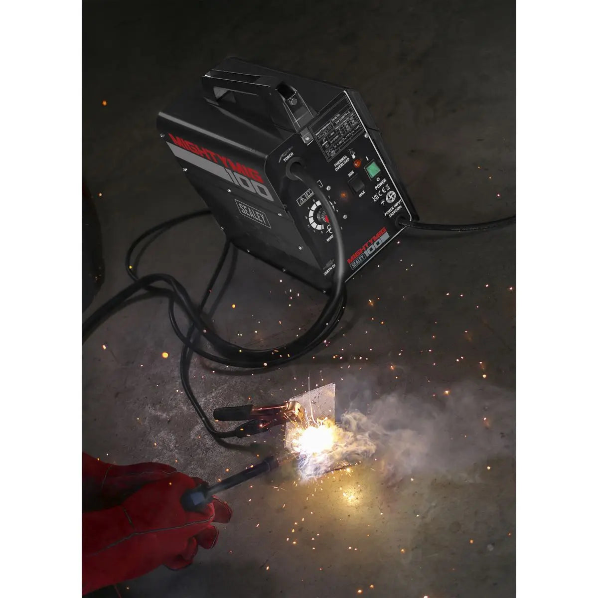 Sealey MIG Welder MIGHTYMIG100 100A 230V No-Gas Gasless Mighty Mig Flux Wire Tip 
