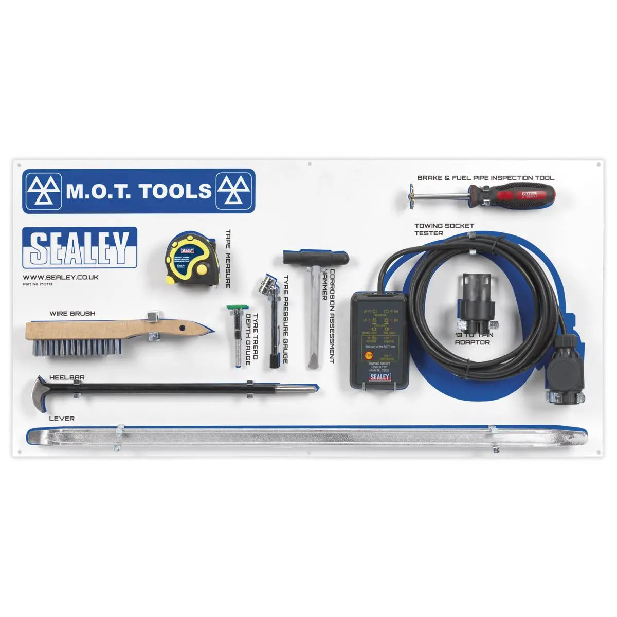 Sealey MOT Tool Board with Tools 