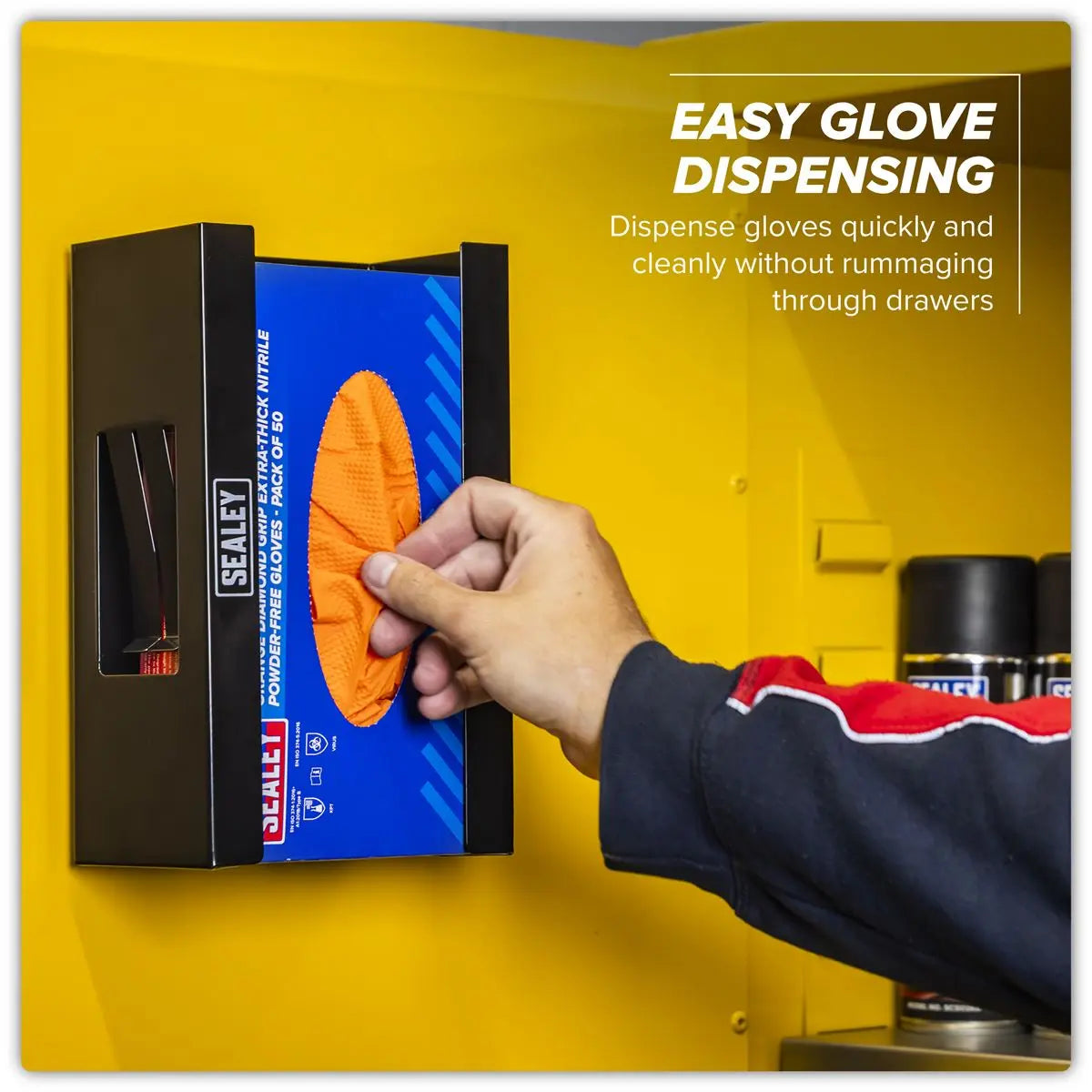 Sealey Magnetic Glove Dispenser - Black  White Rose Tools