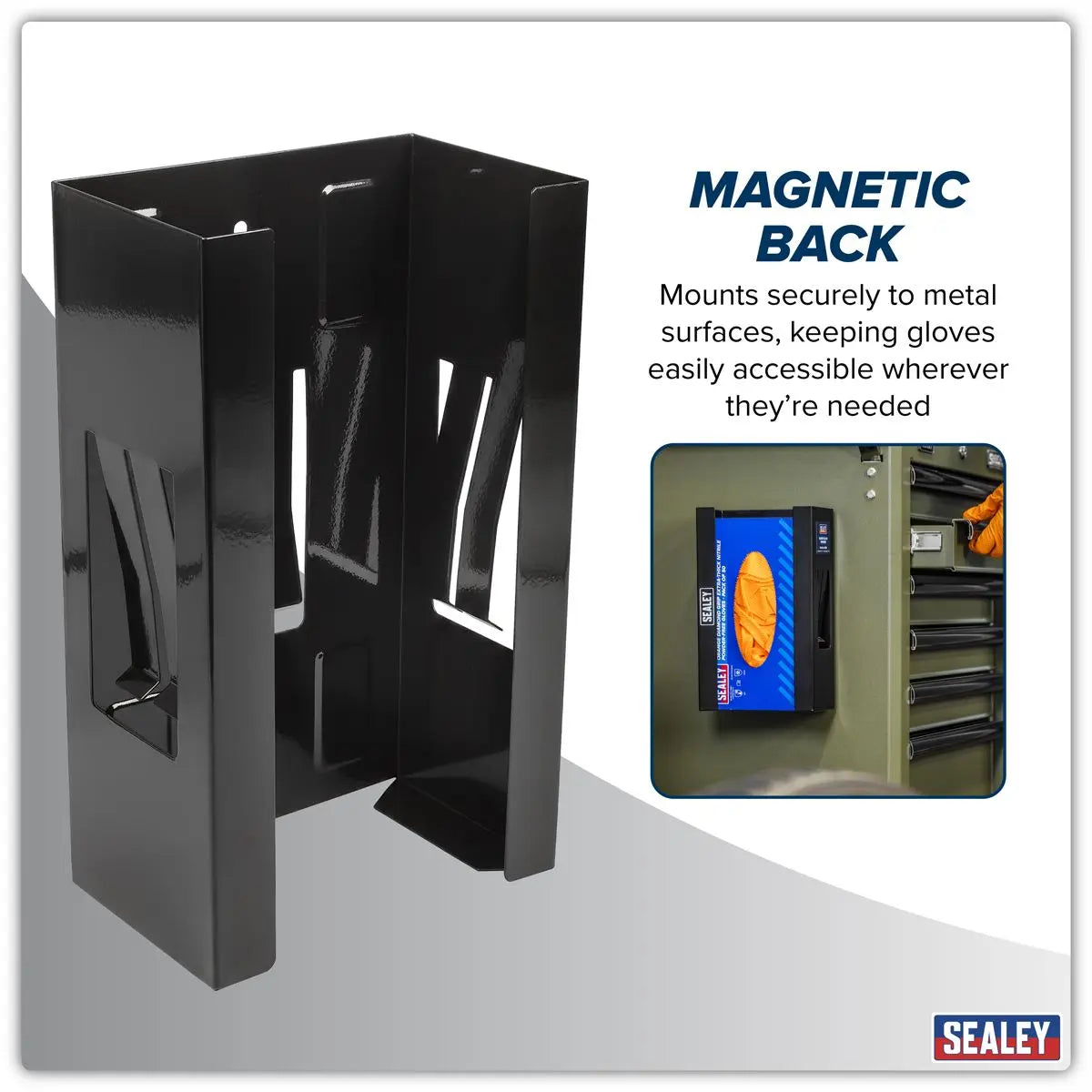 Sealey Magnetic Glove Dispenser - Black  White Rose Tools