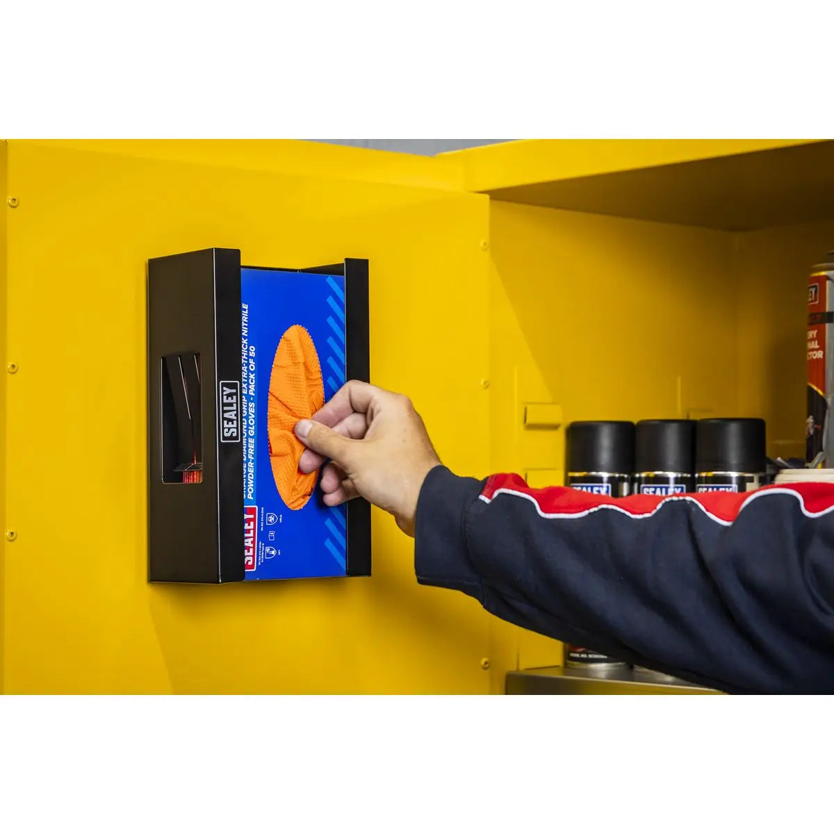 Sealey Magnetic Glove Dispenser - Black  White Rose Tools