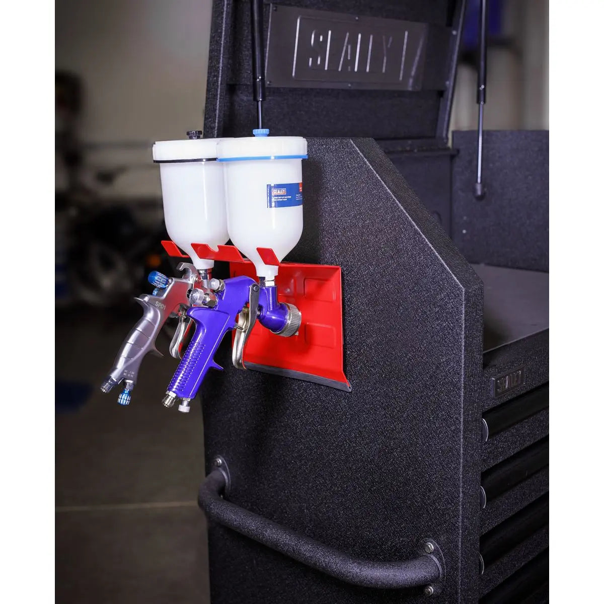 Sealey Magnetic Spray Gun Holder 2 Gun Heavy Duty Bracket 