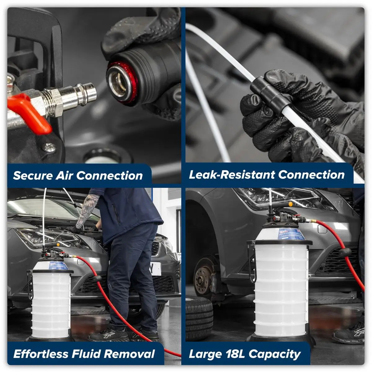 Sealey Manual/Air Vacuum Oil & Fluid Extractor Pump 18L  White Rose Tools