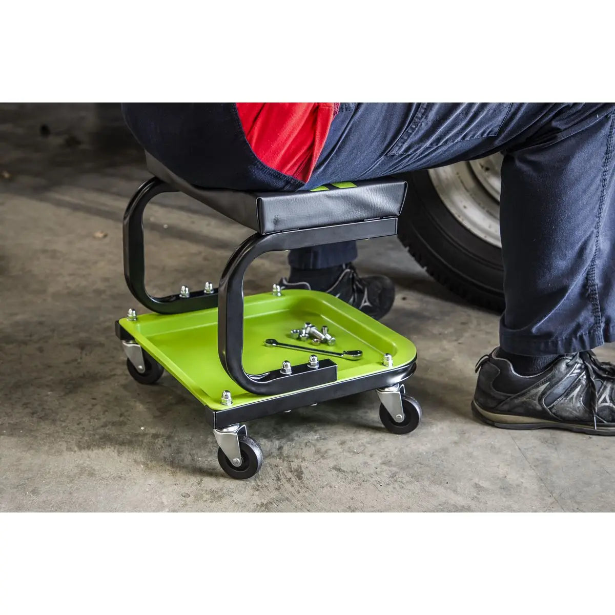 Sealey Mechanic's Utility Seat - Green  White Rose Tools