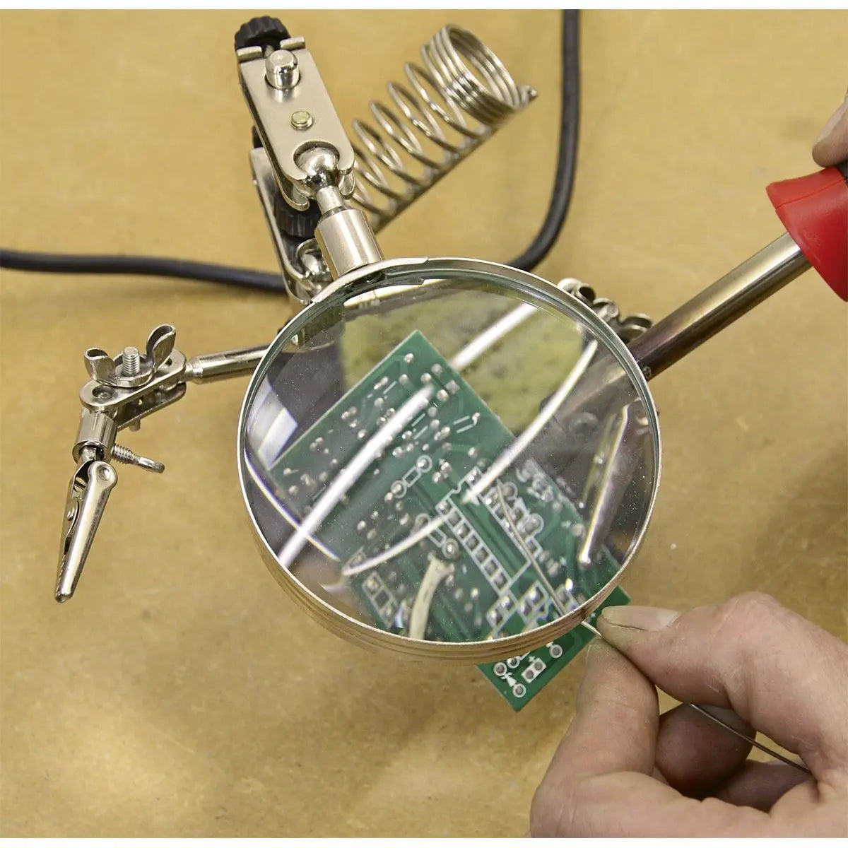 Sealey Mini Robot Soldering Stand with Magnifier & Iron Holder 