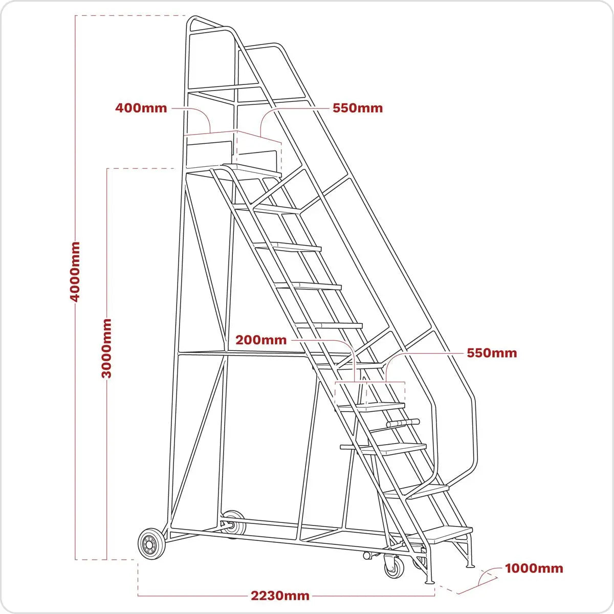 Sealey Mobile Safety Steps 12-Tread 