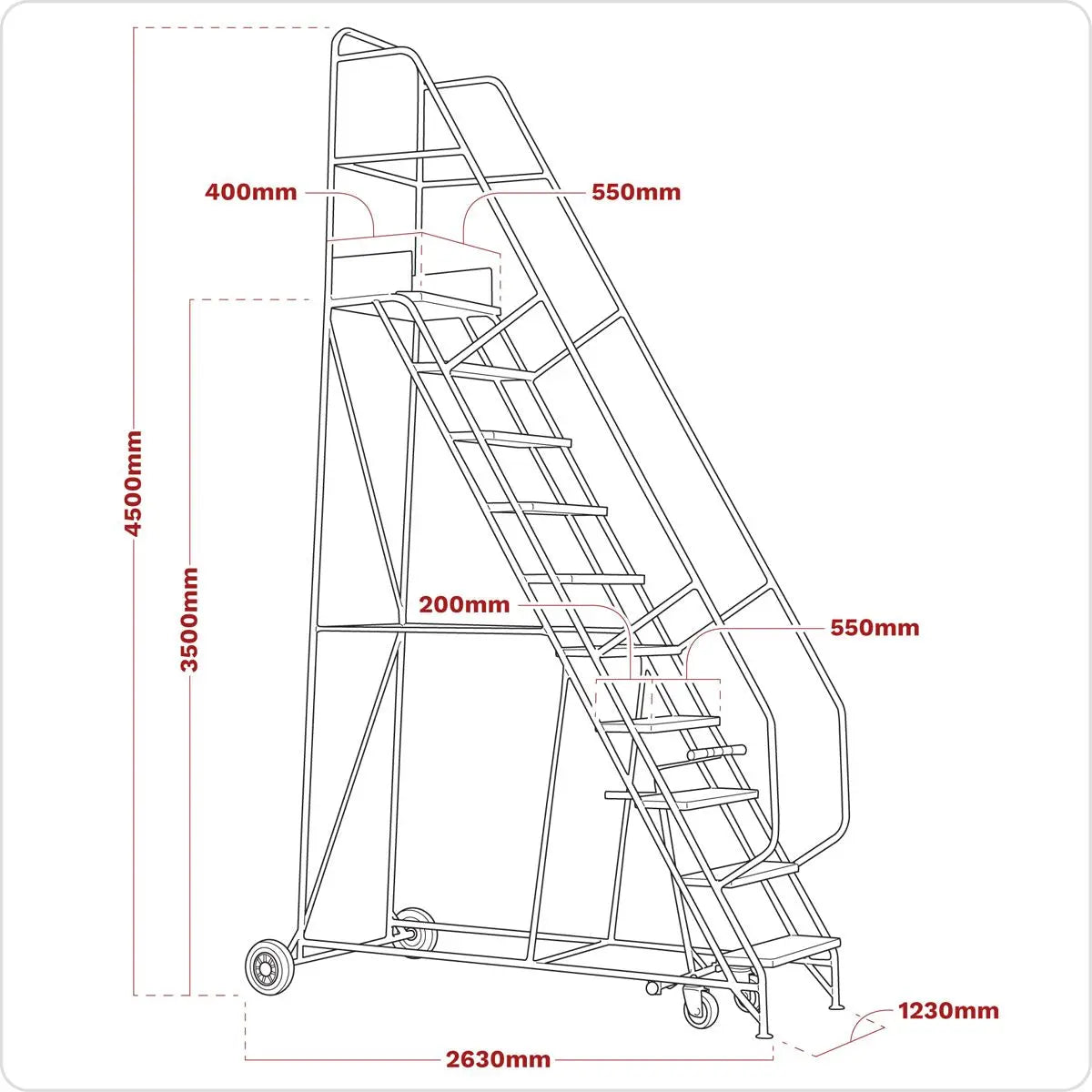 Sealey Mobile Safety Steps 14-Tread 