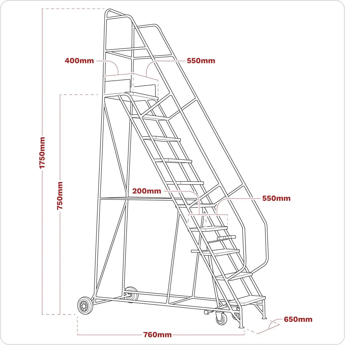 Sealey Mobile Safety Steps 3-Tread 