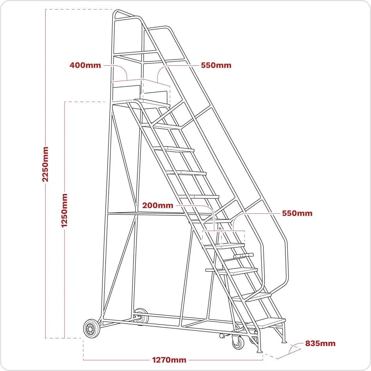 Sealey Mobile Safety Steps 5-Tread 