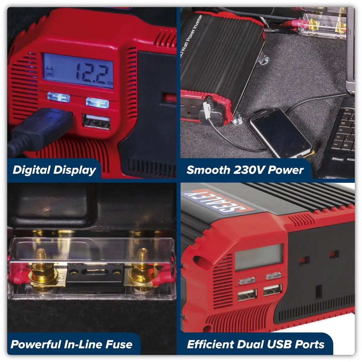 Sealey Modified Sine Wave Power Inverter 1100W 12V  White Rose Tools