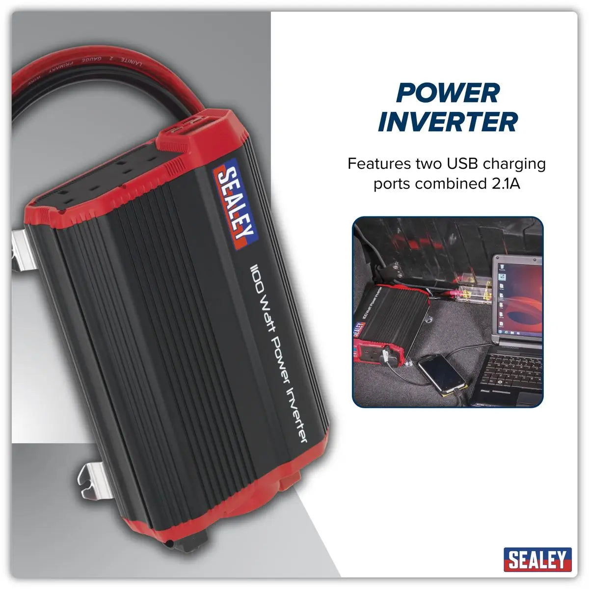 Sealey Modified Sine Wave Power Inverter 1100W 12V  White Rose Tools