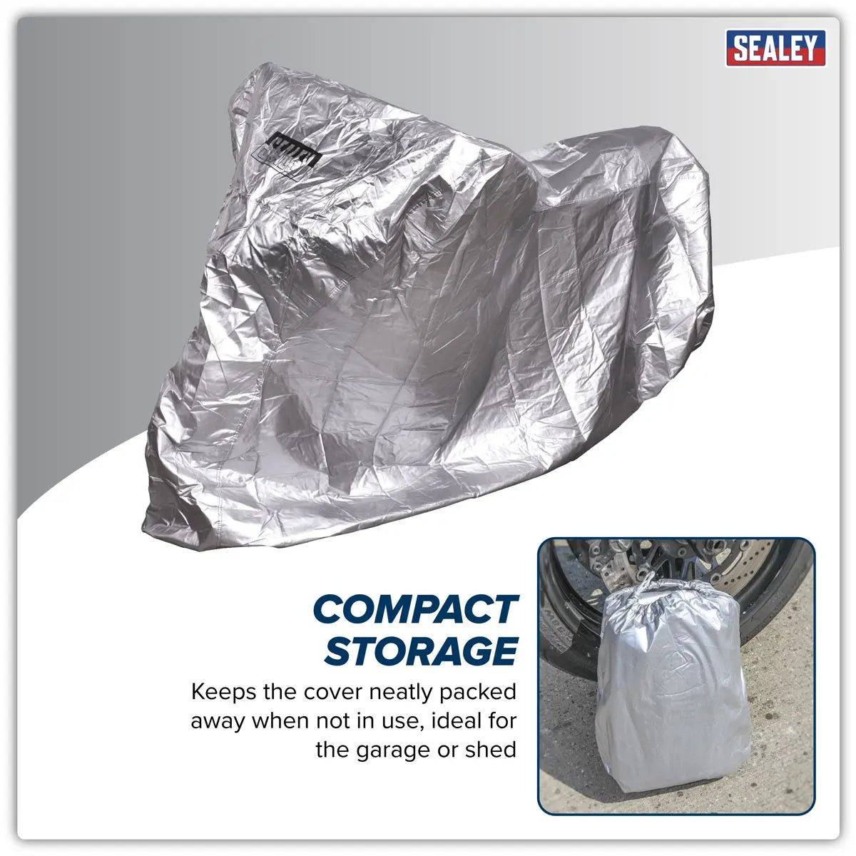 Sealey Motorcycle Cover 2320 x 1000 x 1350mm - Medium  White Rose Tools