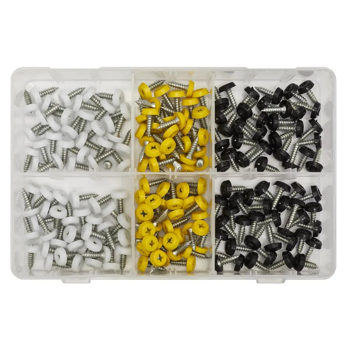 Sealey Numberplate Screw Assortment 195pc 4.8mm x 18mm - Plastic Enclosed Head 