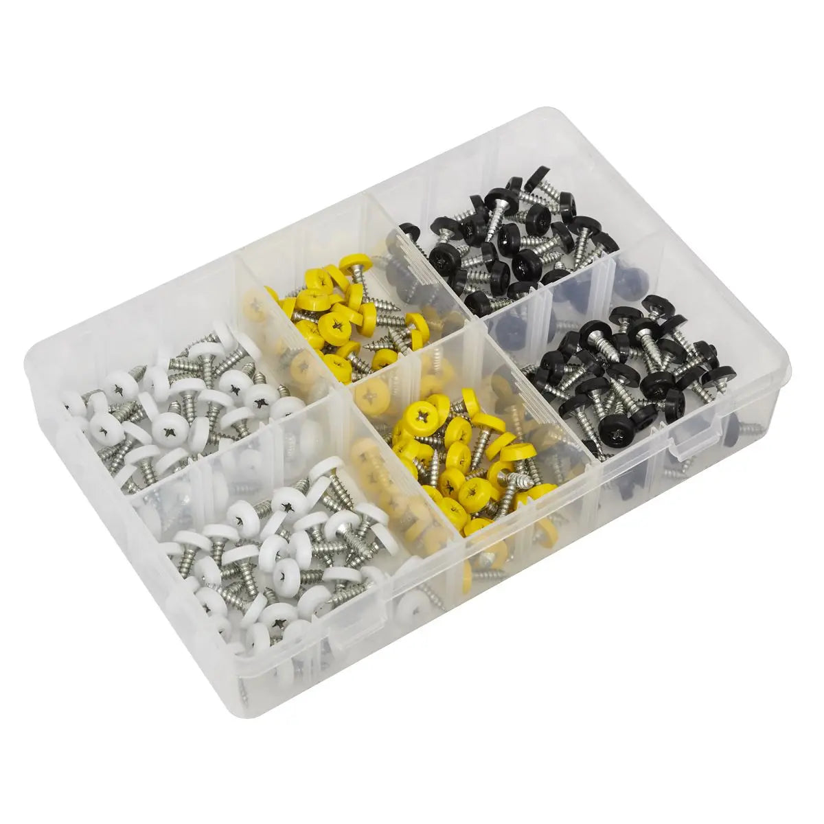 Sealey Numberplate Screw Assortment 195pc 4.8mm x 18mm - Plastic Enclosed Head 