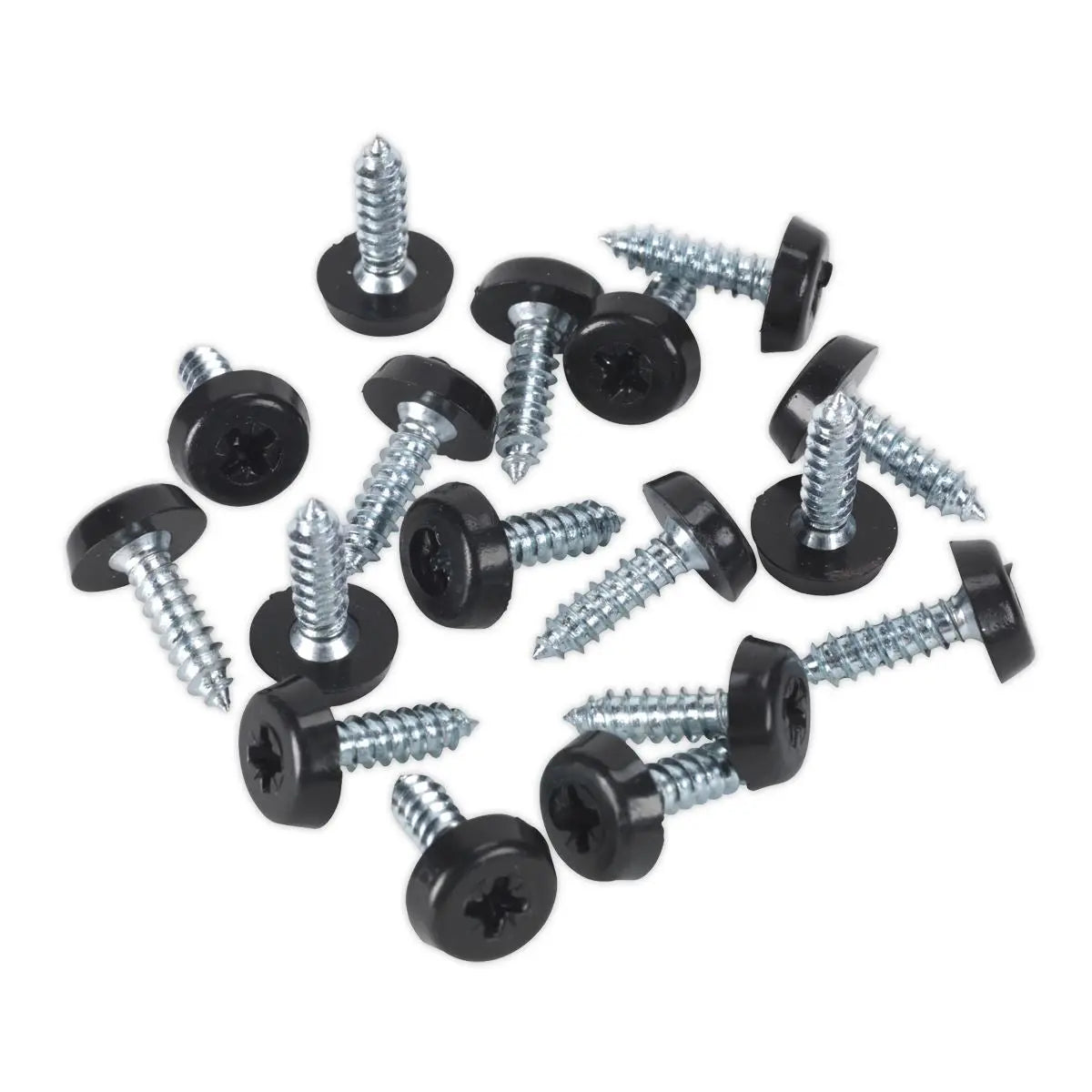 Sealey Numberplate Screw Plastic Enclosed Head 4.8 x 18mm Black Pack of 50 