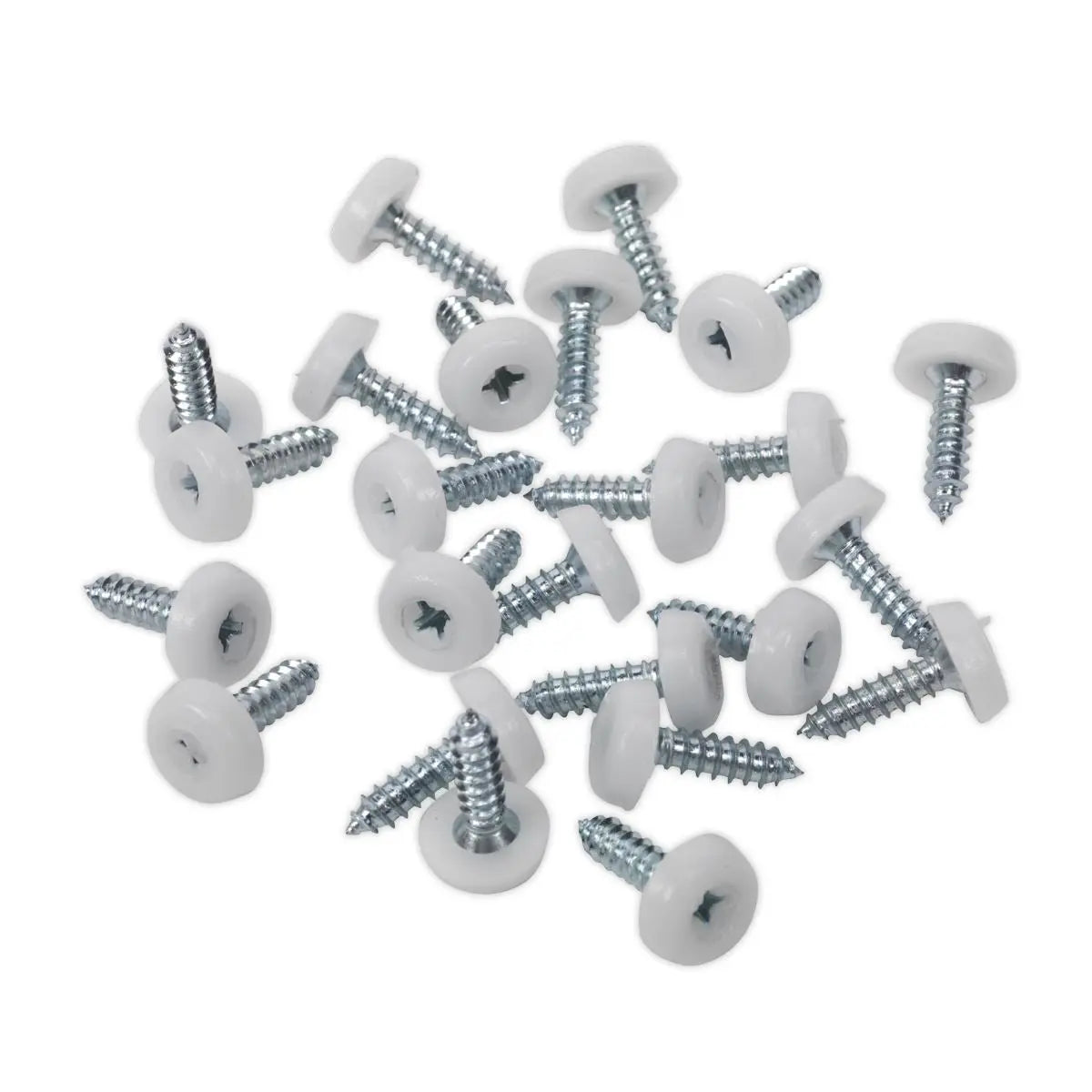 Sealey Numberplate Screw Plastic Enclosed Head 4.8 x 18mm White Pack of 50 