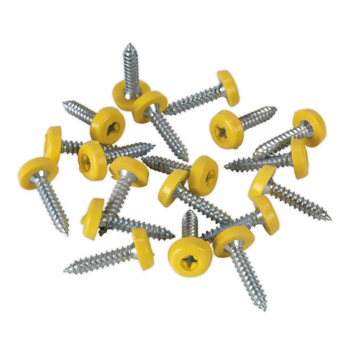Sealey Numberplate Screw Plastic Enclosed Head 4.8 x 24mm Yellow Pack of 50 