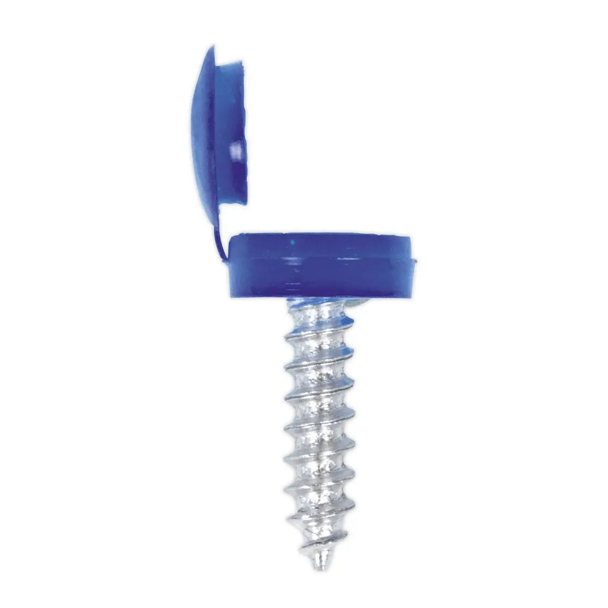 Sealey Numberplate Screw & Flip Cap 4.2 x 19mm Blue Pack of 50 