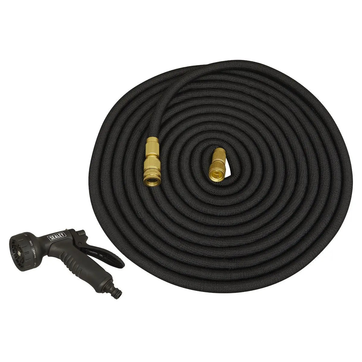 Sealey Ø17mm Expandable Garden Hose Black 30m Premium  White Rose Tools