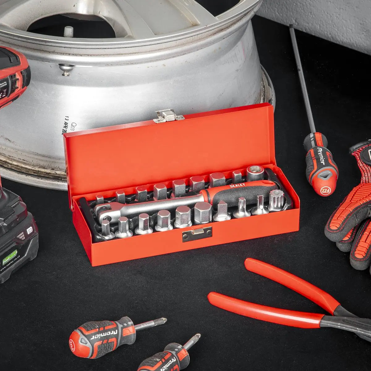 Sealey Oil Drain Plug Key Set 3/8"Sq Drive 20pc  White Rose Tools