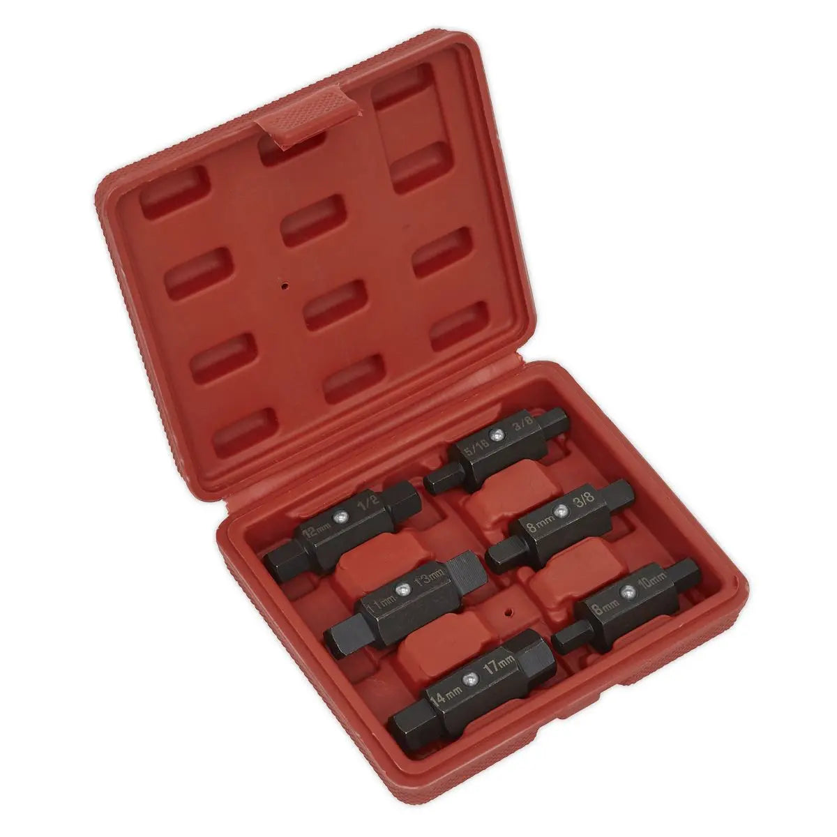 Sealey Oil Drain Plug Key Set 6 Piece Double End in Storage Case 