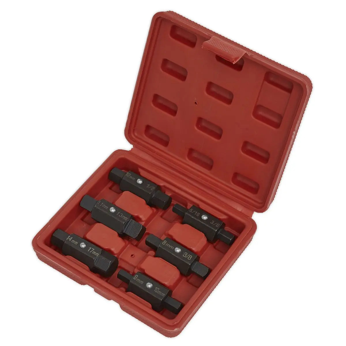 Sealey Oil Drain Plug Key Set 6 Piece Double End in Storage Case 