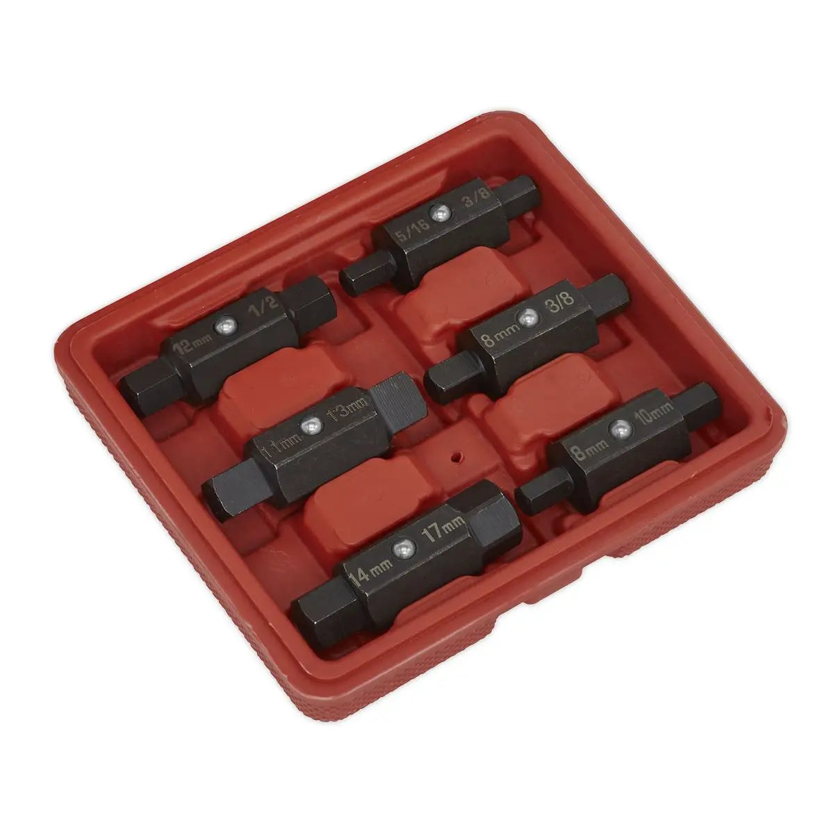 Sealey Oil Drain Plug Key Set 6 Piece Double End in Storage Case 