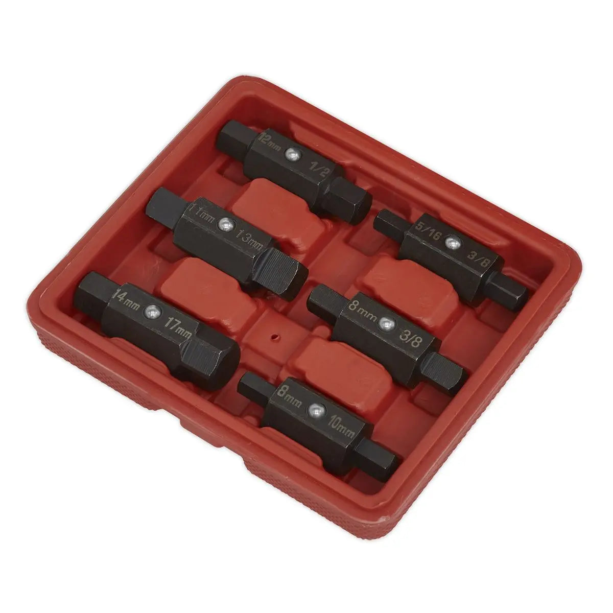 Sealey Oil Drain Plug Key Set 6 Piece Double End in Storage Case 