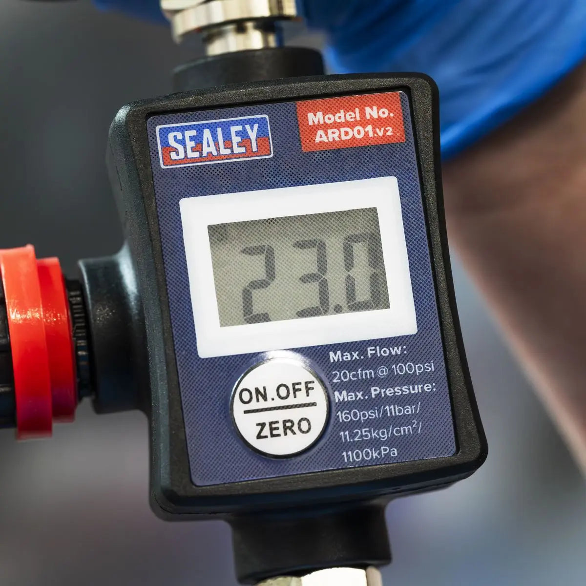 Sealey On Gun Digital Air Pressure Regulator Gauge Spray Tool LED Display 