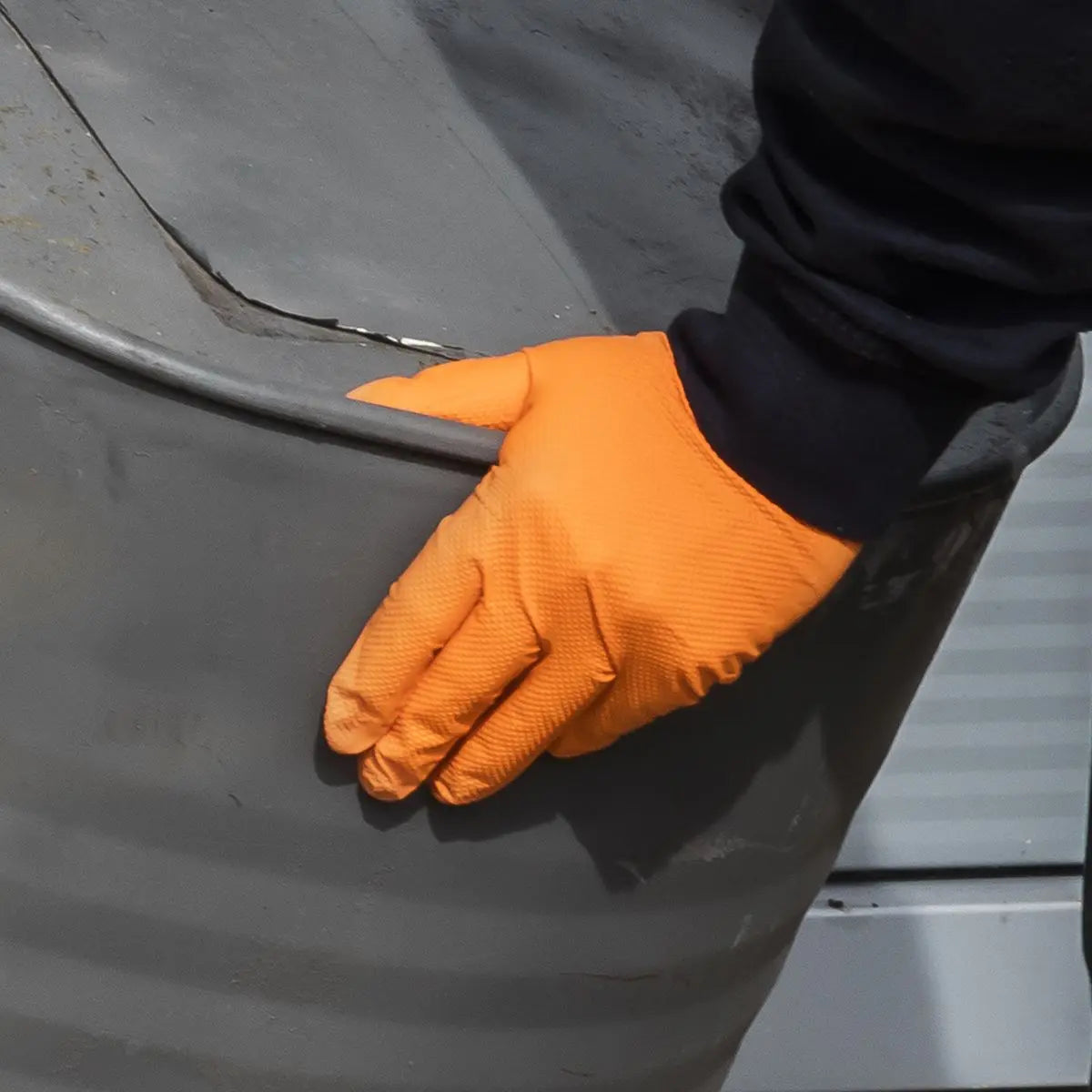 Sealey Orange Diamond Grip Extra-Thick Nitrile Powder- Free Gloves Large - Pack of 50 