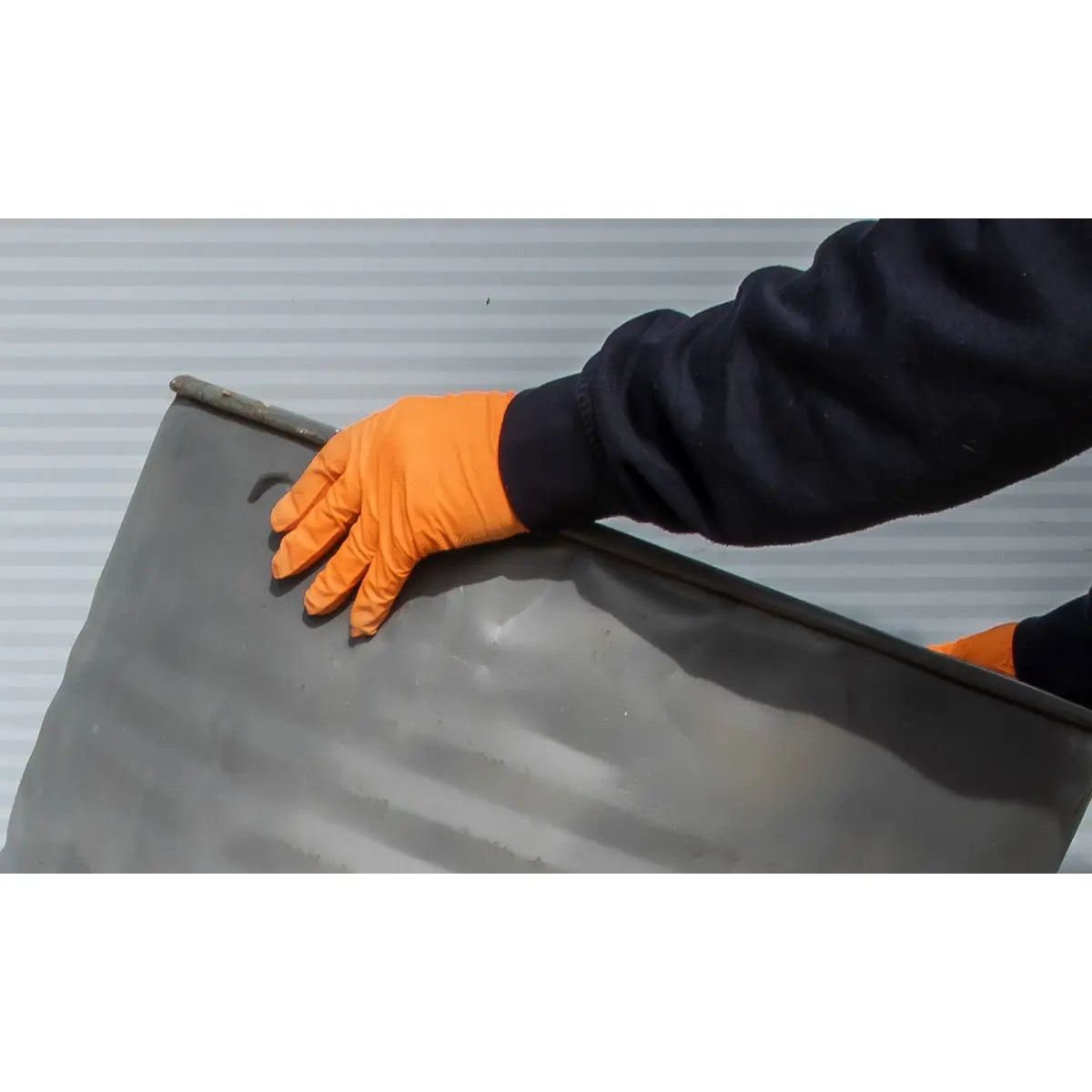 Sealey Orange Diamond Grip Extra-Thick Nitrile Powder- Free Gloves Large - Pack of 50 