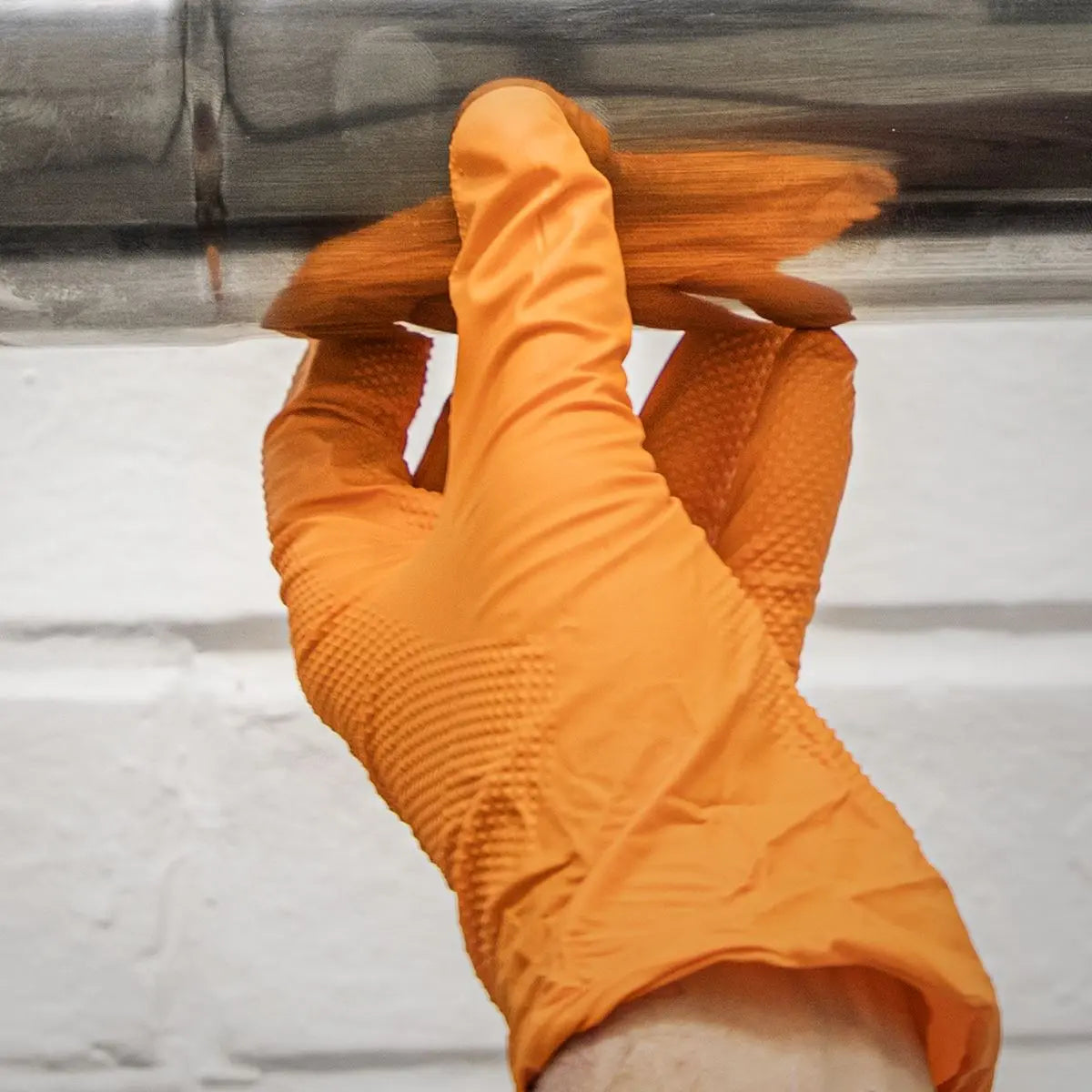 Sealey Orange Diamond Grip Extra-Thick Nitrile Powder- Free Gloves Large - Pack of 50 