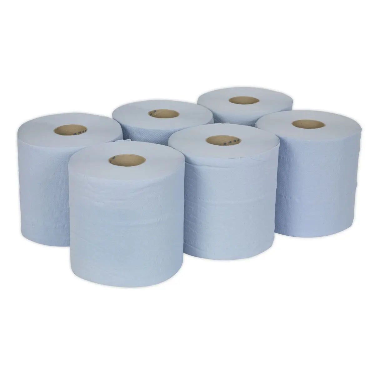Sealey Paper Roll Blue 2-Ply Embossed 150m Pack of 6 