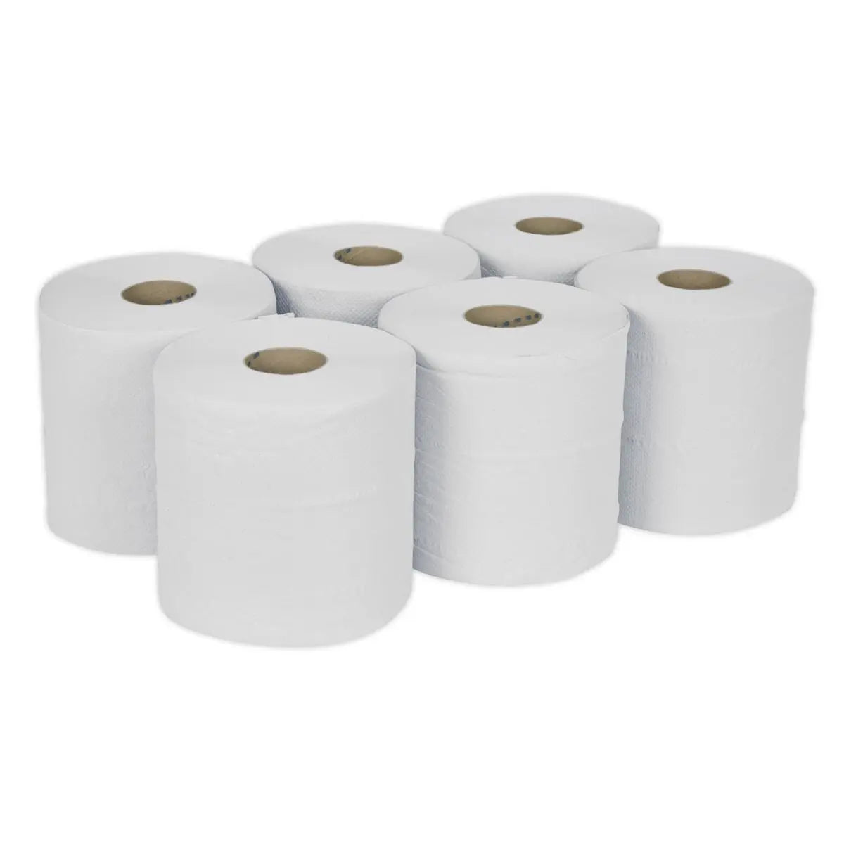 Sealey Paper Roll White 2-Ply Embossed 150m Pack of 6 