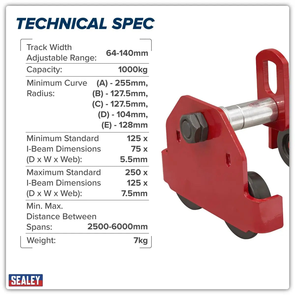 Sealey Plain Trolley 1 Tonne  White Rose Tools