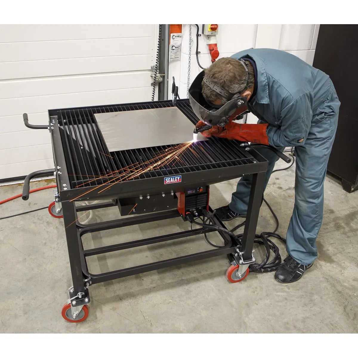 Sealey Plasma Cutting Table/Workbench - Adjustable Height with Castor Wheels 
