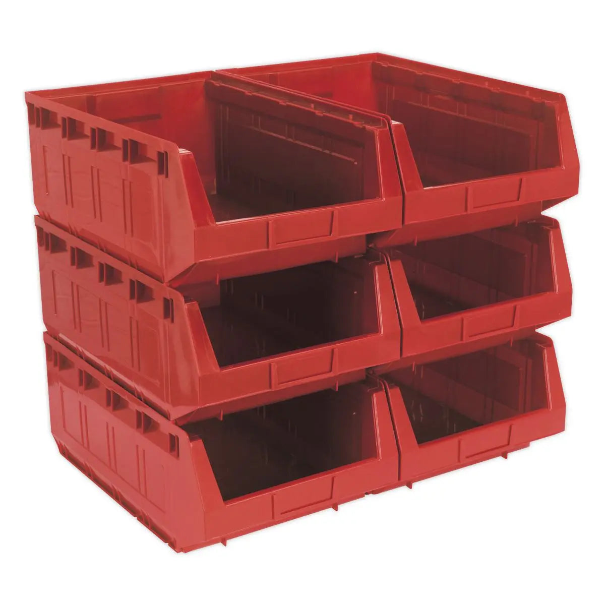 Sealey Plastic Storage Bin 310 x 500 x 190mm - Red Pack of 6 