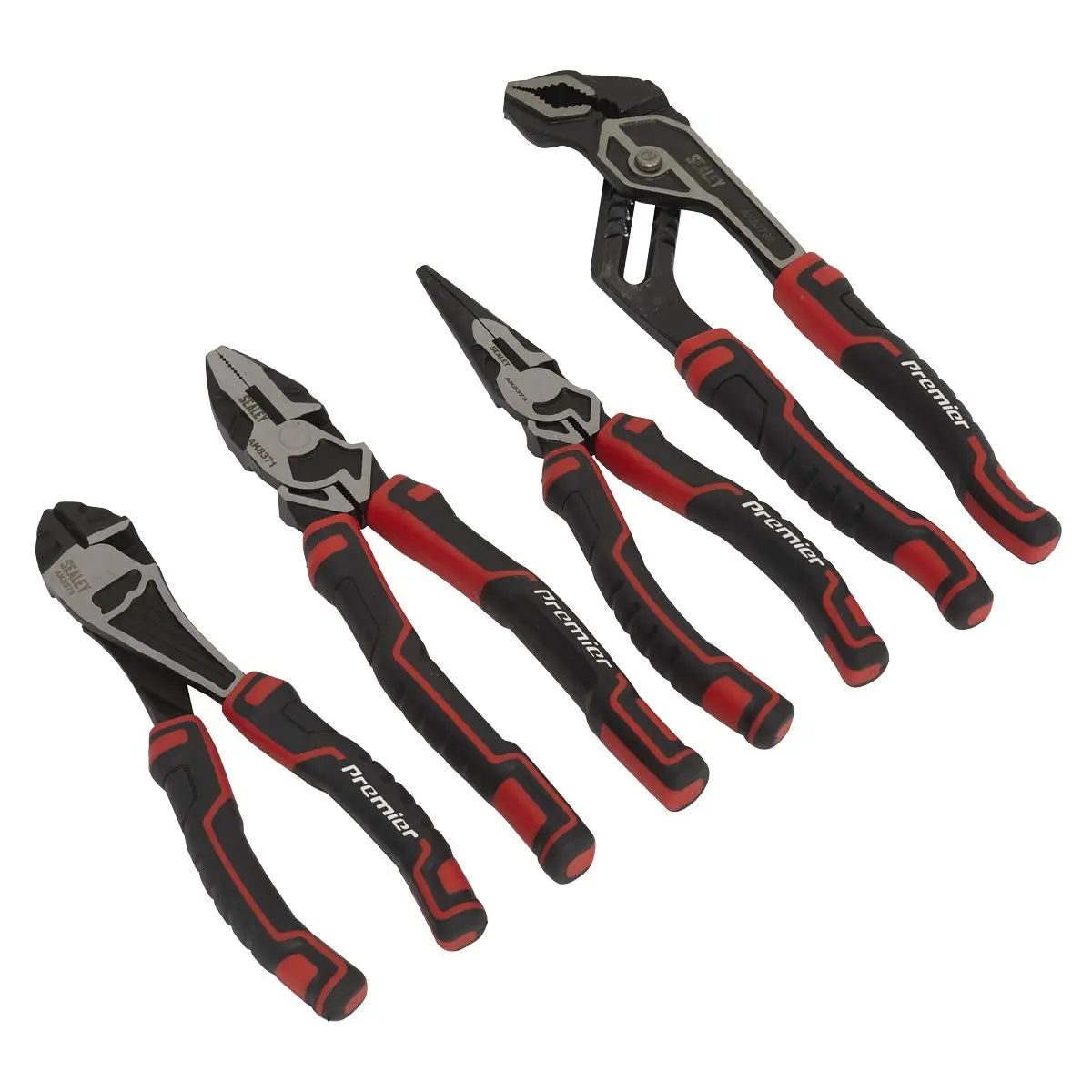 Sealey Pliers Set High Leverage 4 Piece Side Cutters Combination Long Nose Water Pump 