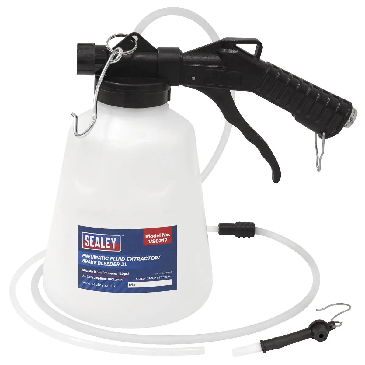 Sealey Pneumatic Fluid Extractor/Brake Bleeder 2L  White Rose Tools