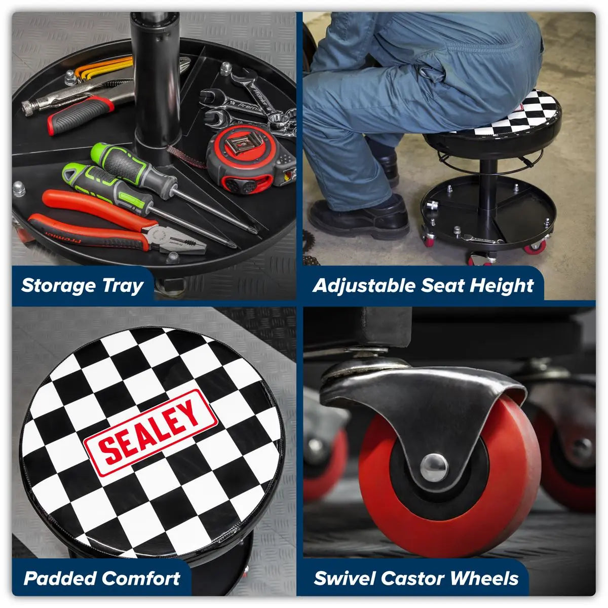 Sealey Pneumatic Mechanic's Seat  White Rose Tools