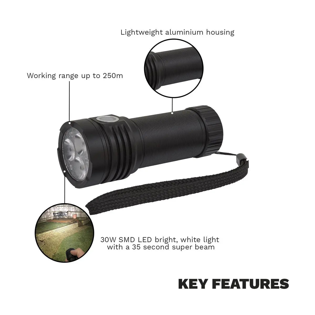 Sealey Pocket Light Torch Super Boost 3500 Lumens Rechargeable Osram P9 LED 30W 