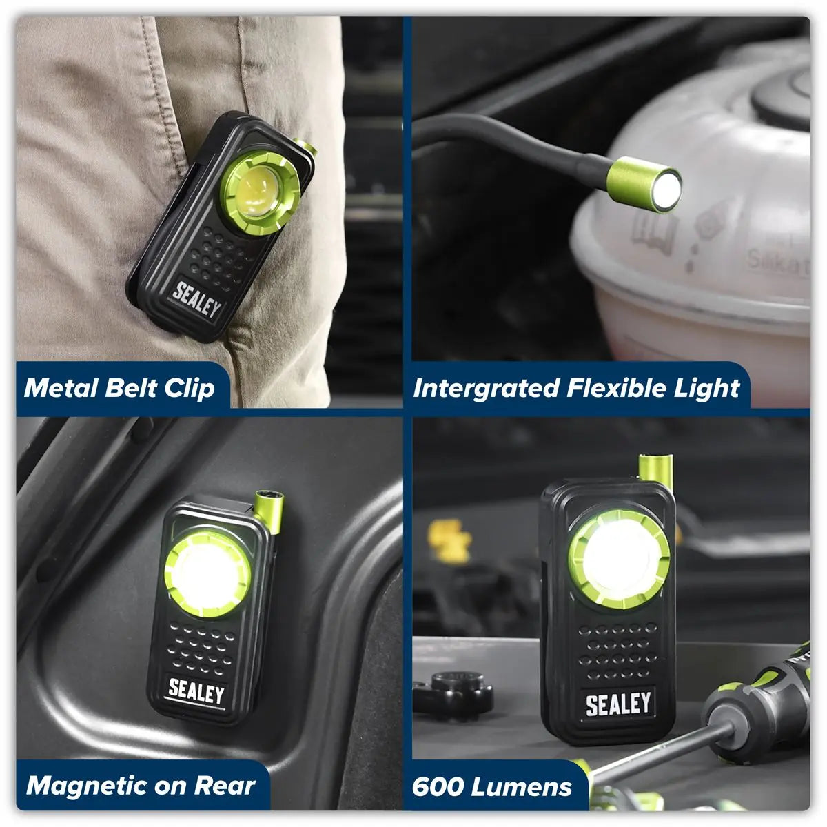 Sealey Pocket Light with Flexi Inspection Light 8W COB LED & 1W SMD LED  White Rose Tools