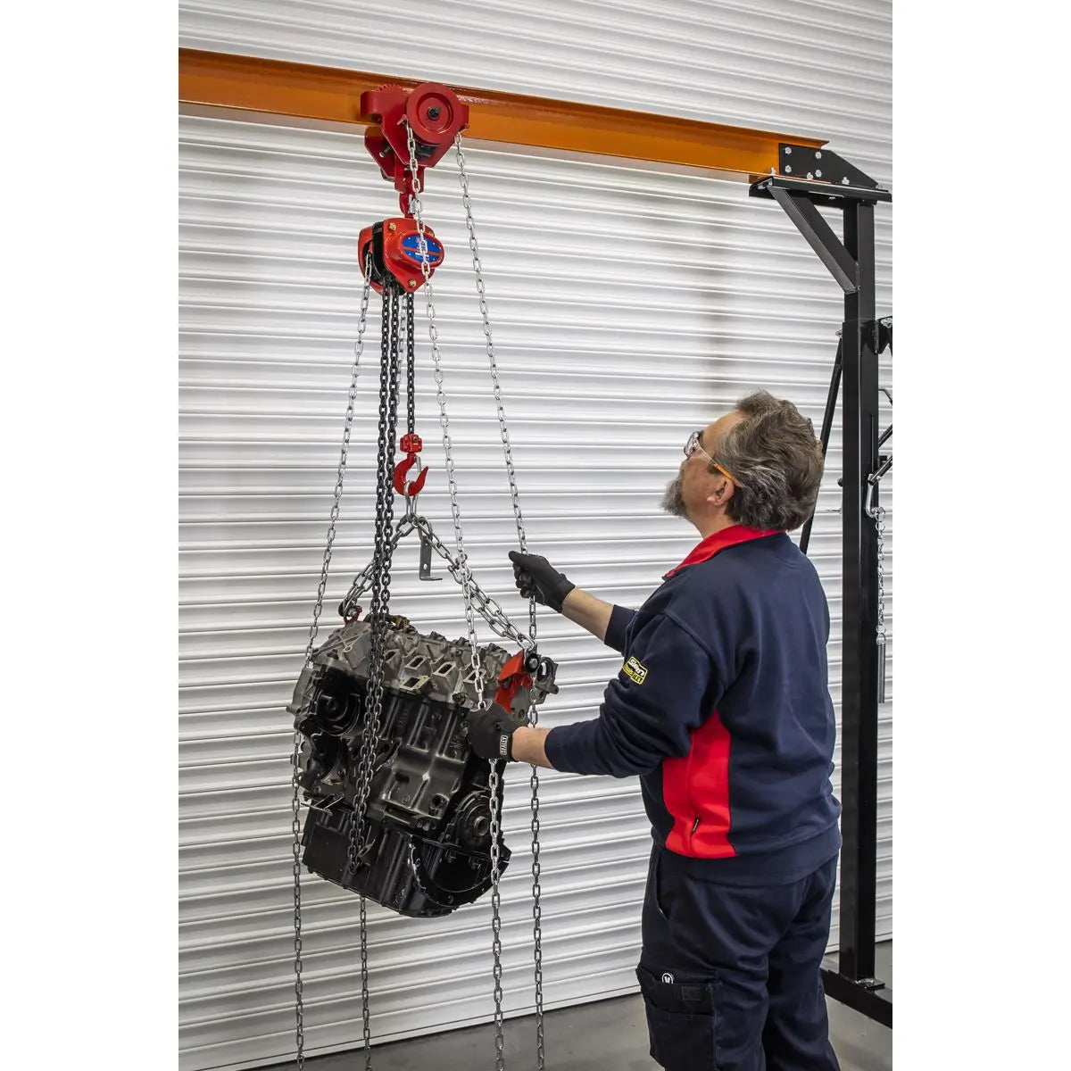 Sealey Portable Adjustable Gantry Crane with Geared Trolley Combo 1 Tonne  White Rose Tools