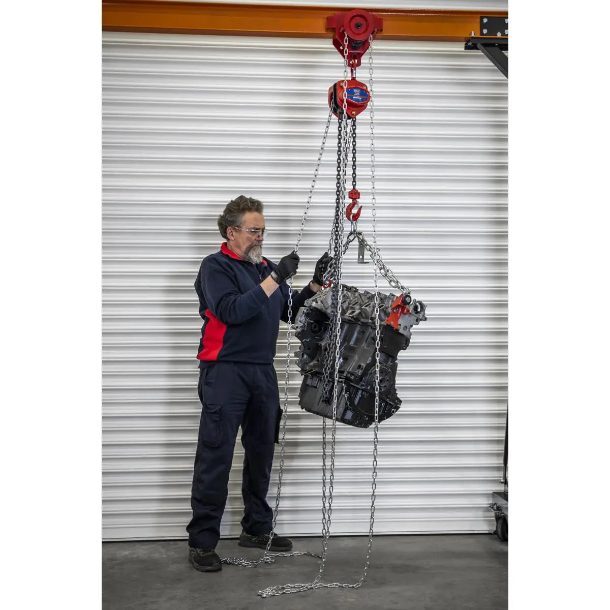 Sealey Portable Adjustable Gantry Crane with Geared Trolley Combo 1 Tonne  White Rose Tools