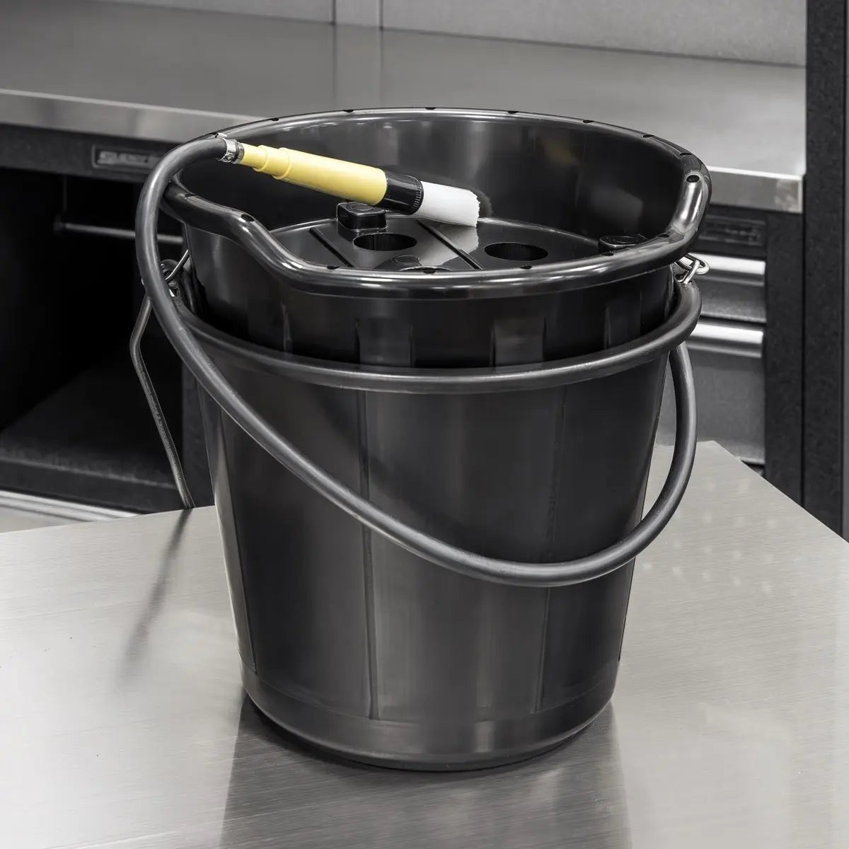 Sealey Portable Bucket Parts Washer with Brush 14L  White Rose Tools