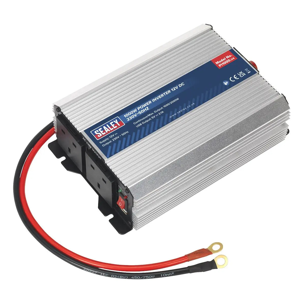 Sealey Power Inverter Modified Sine Wave 1000W 12V DC - 230V ~ 50Hz 