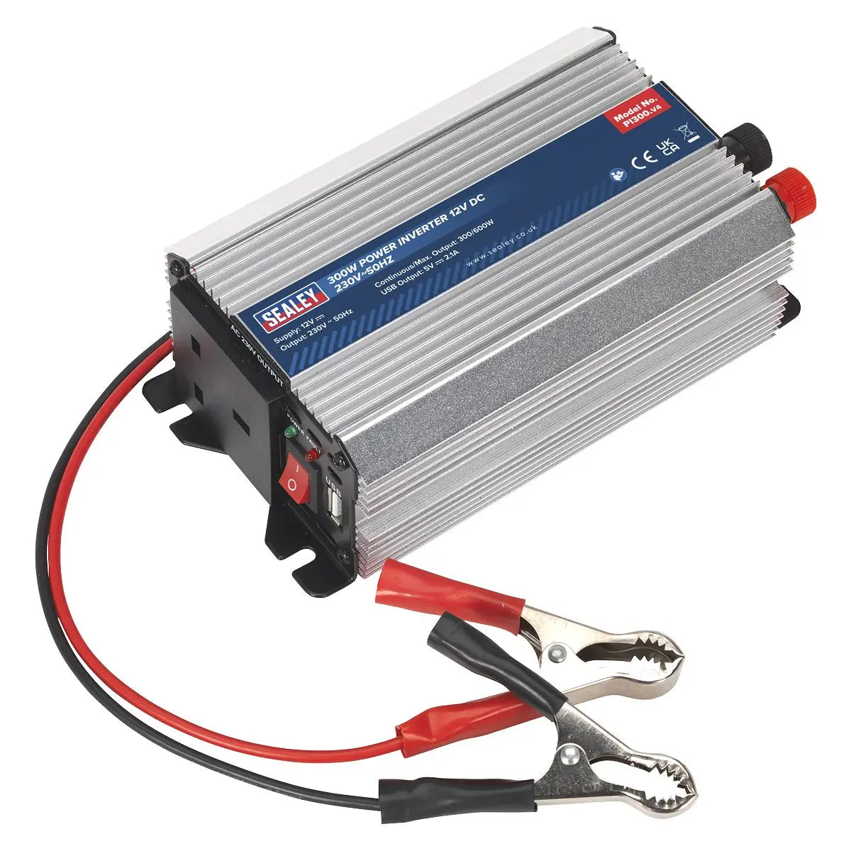 Sealey Power Inverter Modified Sine Wave 300W 12V DC - 230V ~ 50Hz 