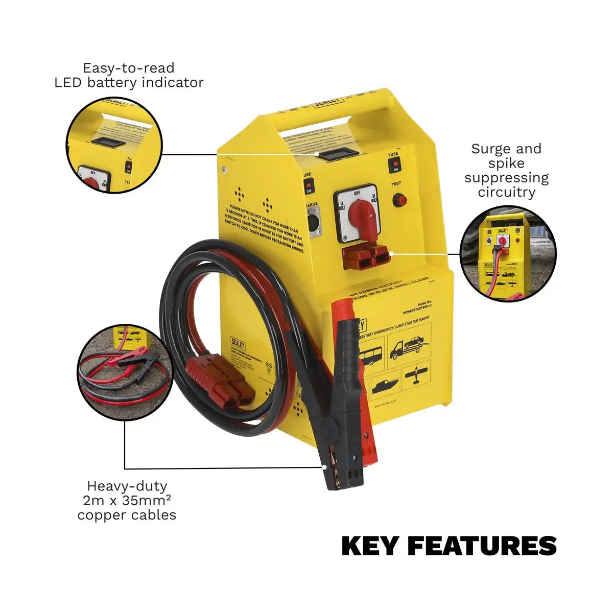 Sealey PowerStart Emergency Jump Starter 500hp Start 12/24V 