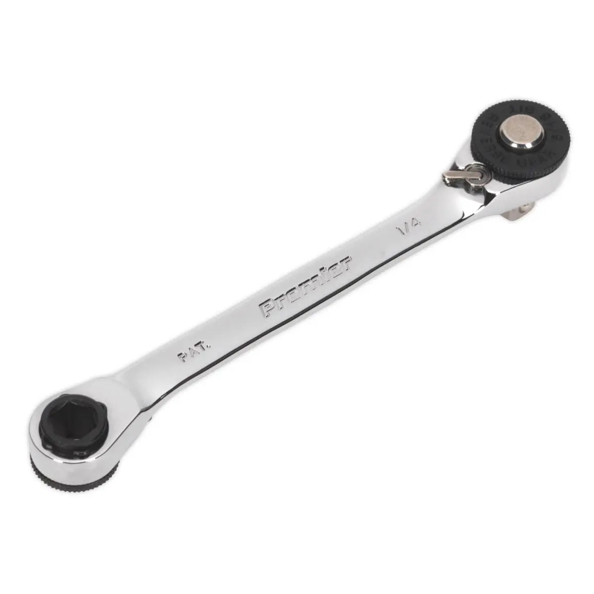 Sealey Premier 1/4" Hex x 5/16" Hex Reversible Ratchet Spanner with 1/4" Drive Adaptor 