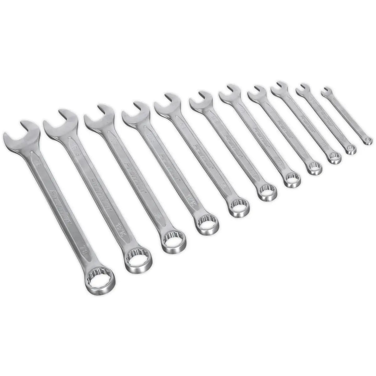 Sealey Premier 11 Piece Cold Stamped Combination Spanner Set Imperial 1/4"-7/8 